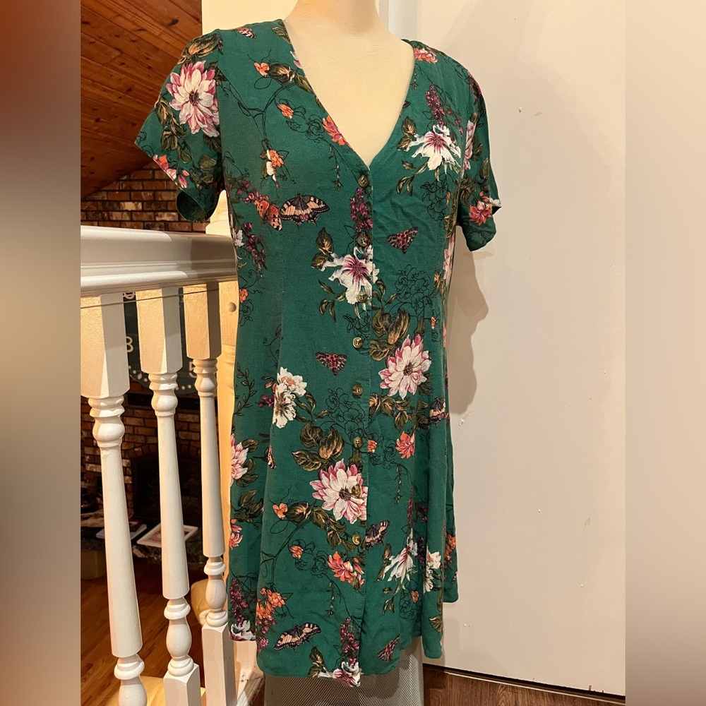 New Look Green Floral Mini Dress